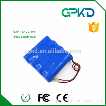 3400mah 18650 rechargeable battery pack 14.4v